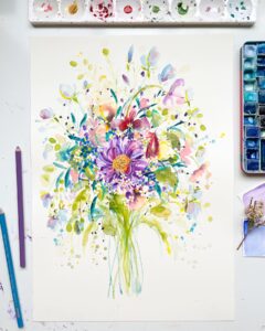 Happy Blooms - Original watercolour painting - Image 2