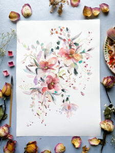 Blush Serenade - Original watercolour painting